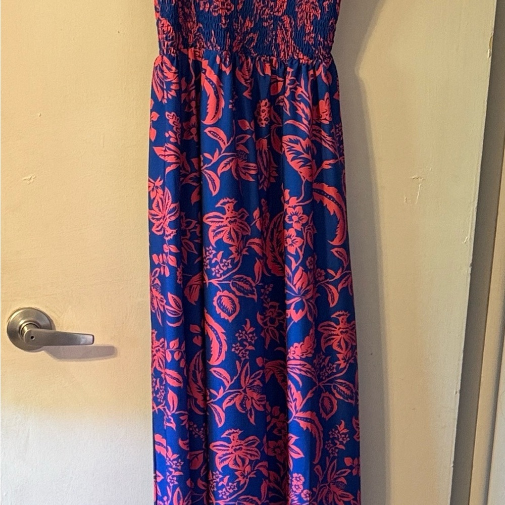 Blue and Pink Floral Maxi Dress